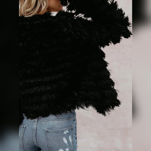 Black Fluffy Jacket for Winter and Fall - Picture 6 of 8